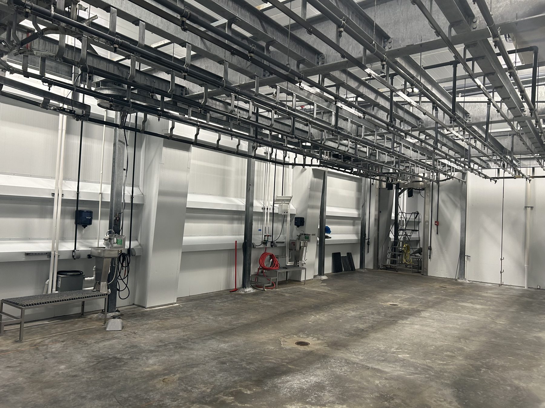 Stainless rail system inside the chilled carcass cooler